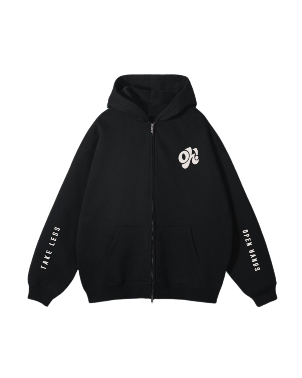 Give More Double Zip Up Hoodie - Black
