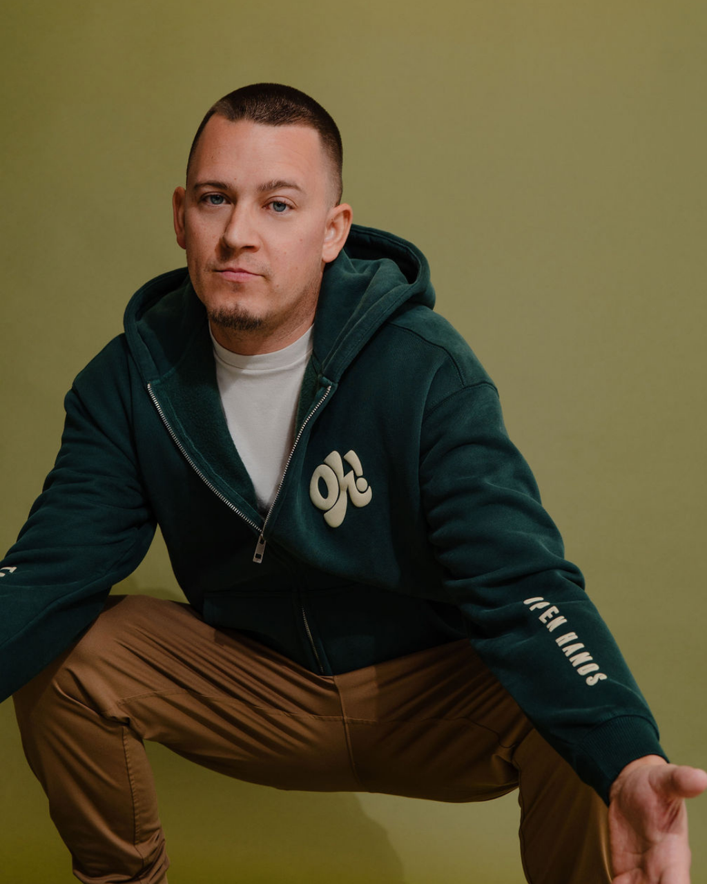 Give More Double Zip Up Hoodie - Forest Green