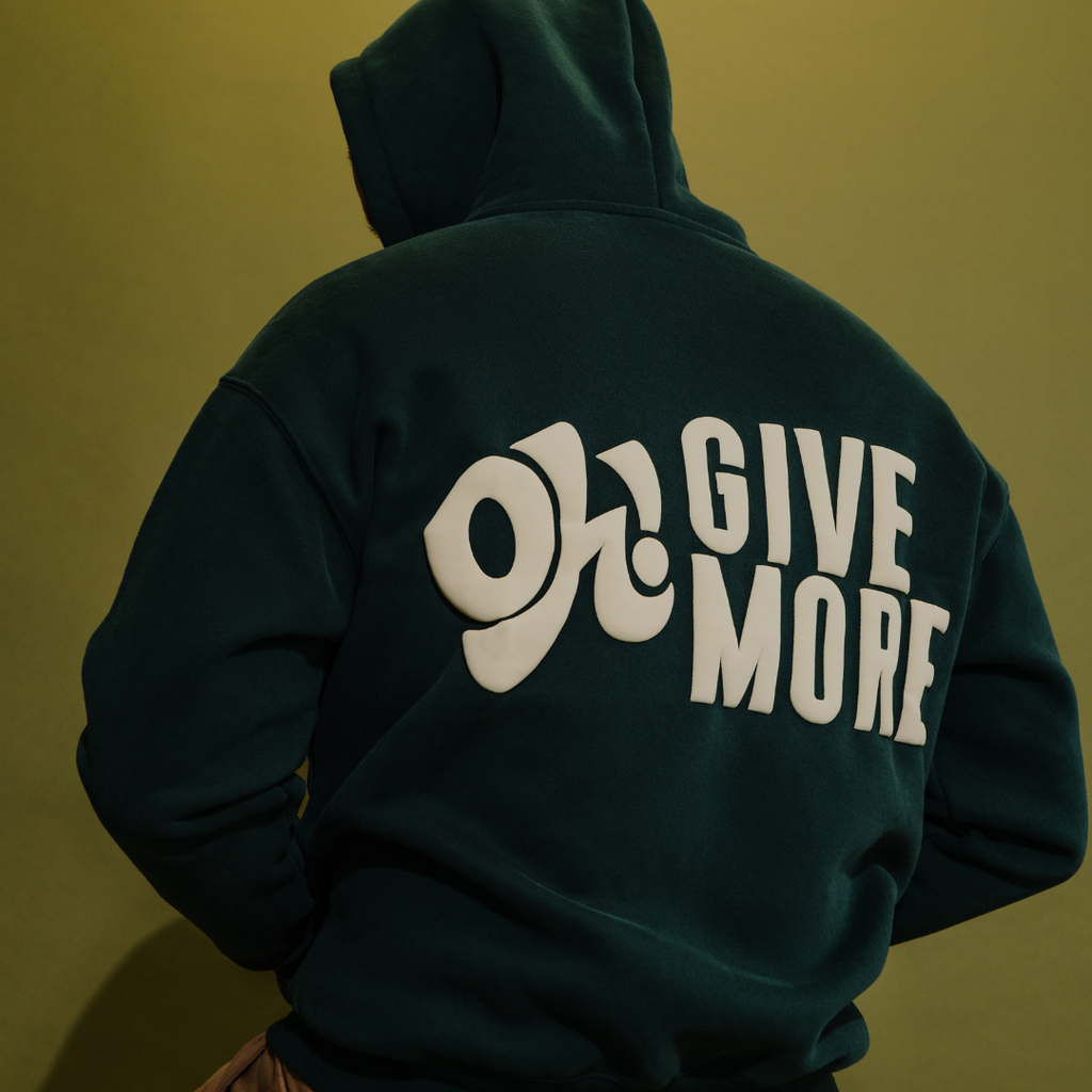 Give More Double Zip Up Hoodie - Forest Green