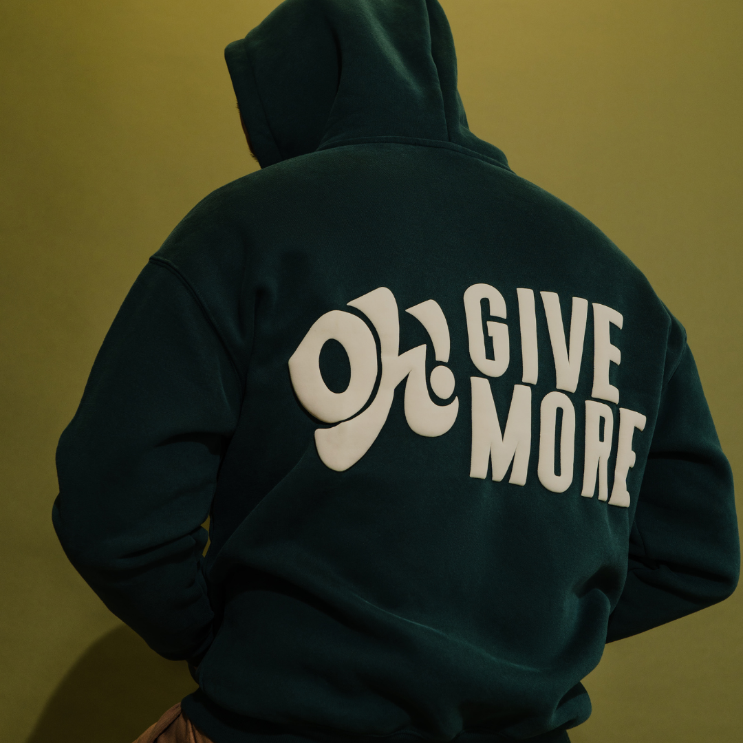 Give More Double Zip Up Hoodie - Forest Green