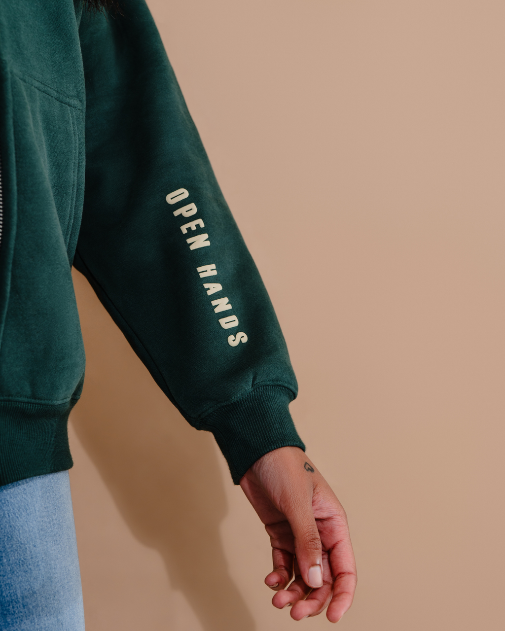 Give More Double Zip Up Hoodie - Forest Green